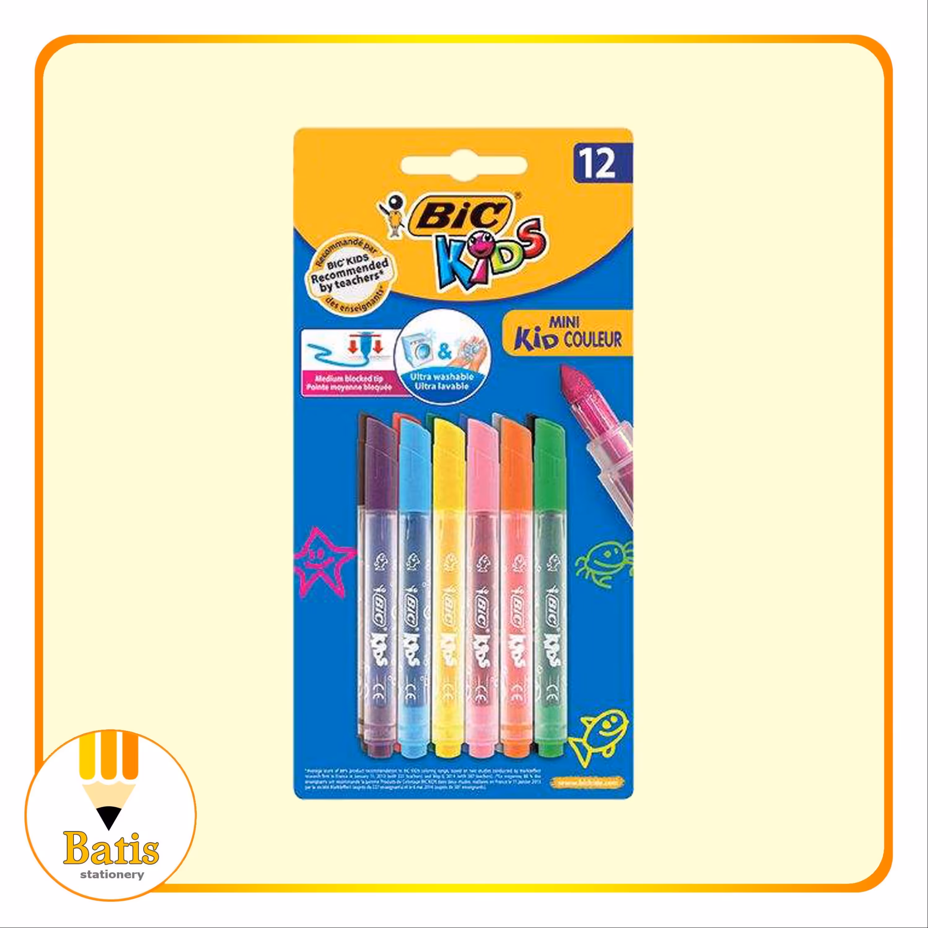 ماژیک رنگ آمیزی 12 رنگ بیک مدل  کیدز کالر بلیستری