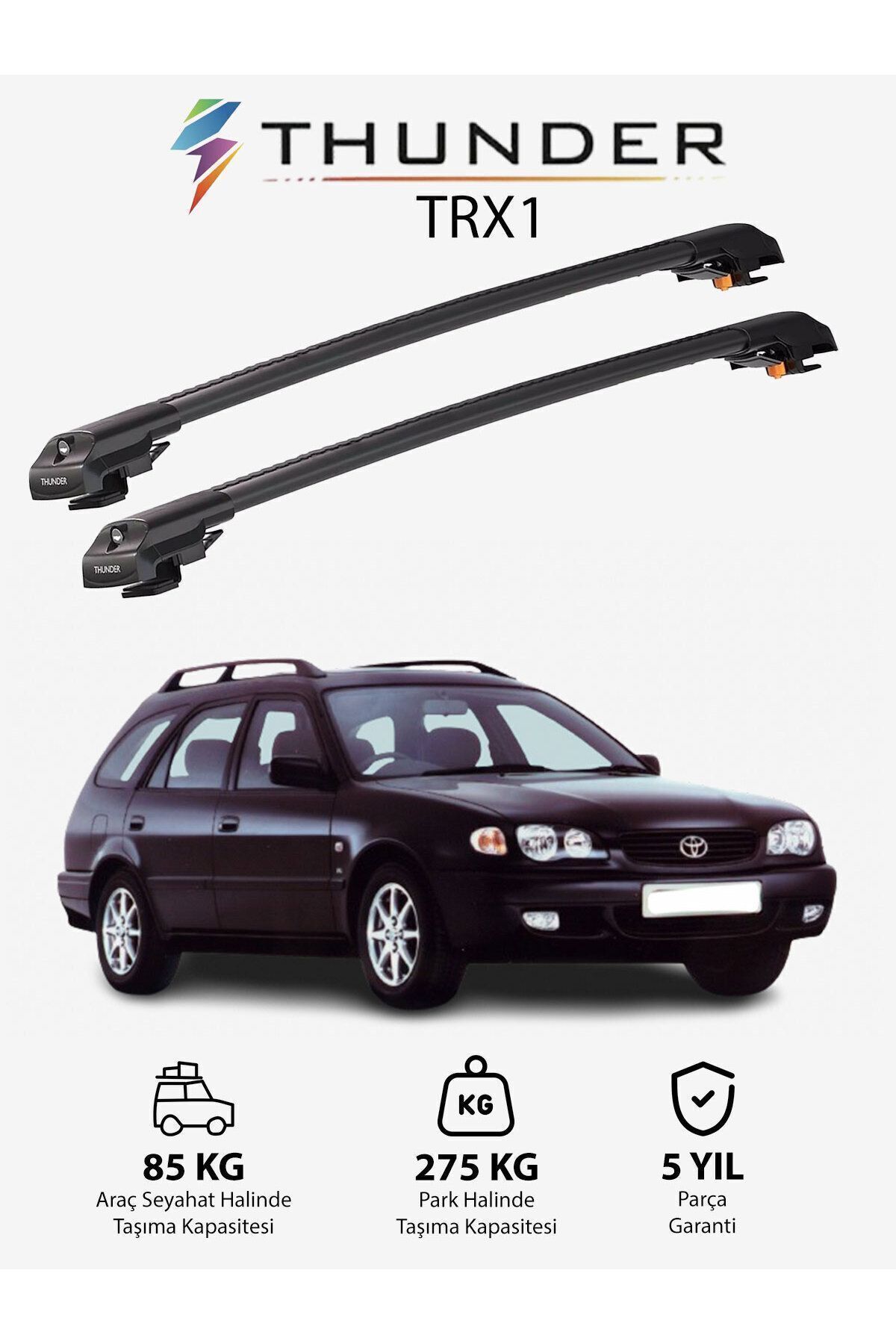 نوار محافظ خودرو خاکستری TOYOTA COROLLA 2000 2006 TRX1 CARRIER LOCKED SEARFALL CABER CEILING BAR GREY Thunder