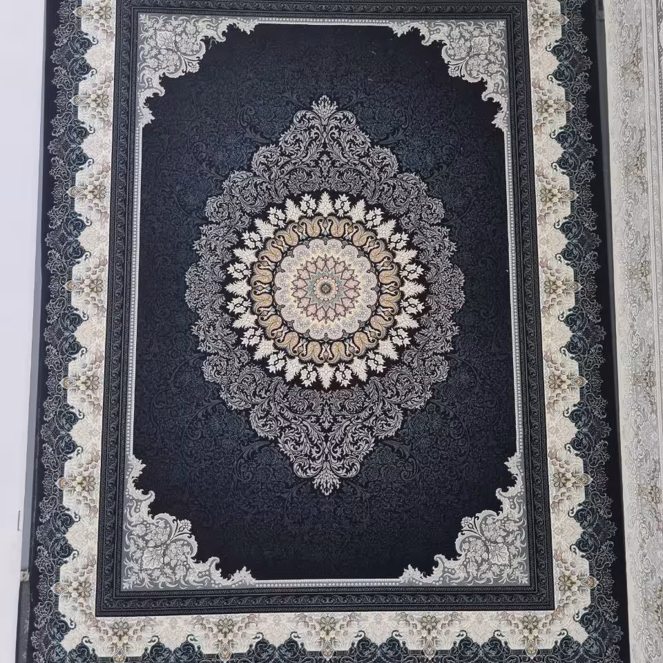 فرش پاتریس 700شانه تراکم 2550 طرح آرامش سرمه ای 12متری