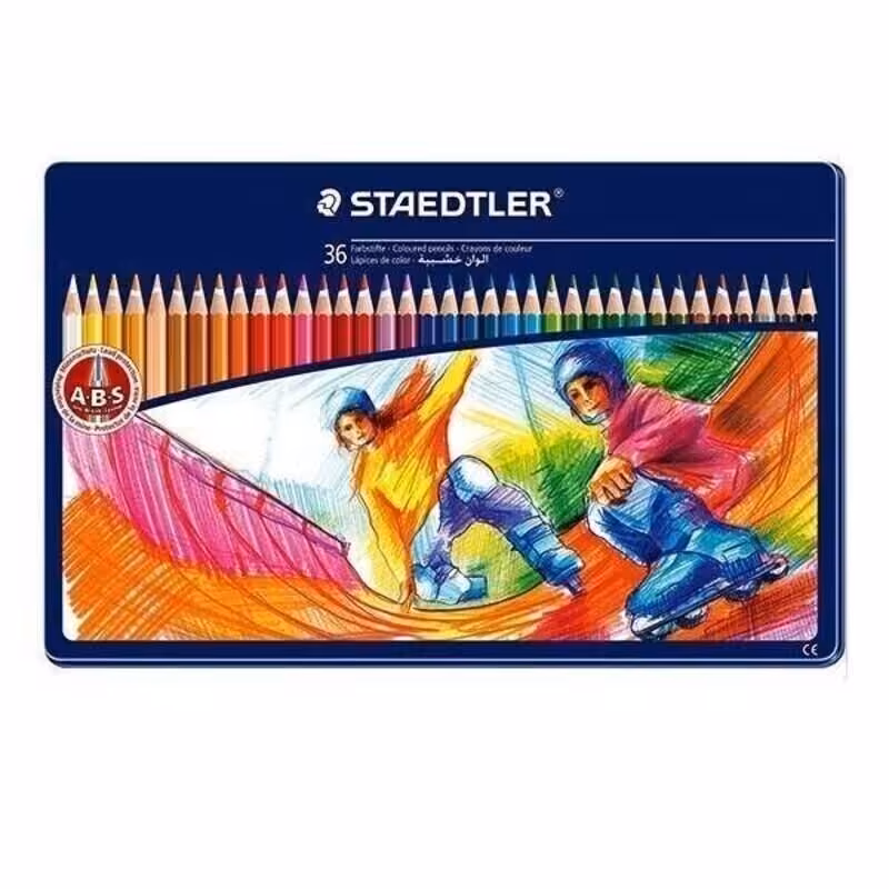 مداد رنگی جعبه فلزی استدلر (Staedtler) مدل 36 رنگ