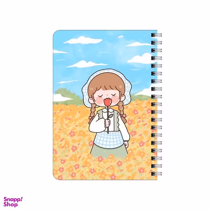 دفترچه یادداشت بامبیلیپ مدل چوبی طرح دختر با گل لاله و آسمان ابری کد 6673641