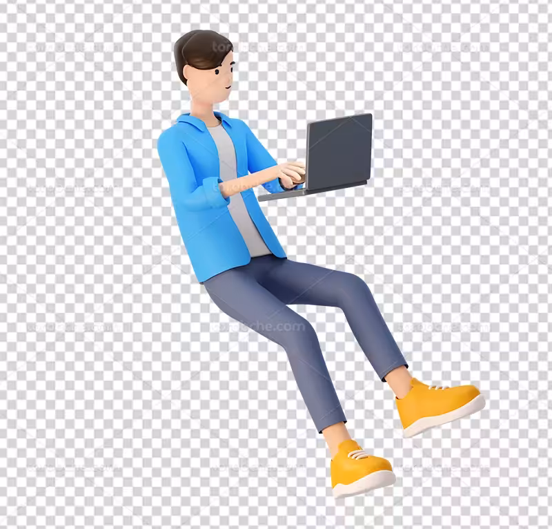 عکس PNG کاراکتر مرد لبتاپ ب دست | گرافیک با طعم تربچه