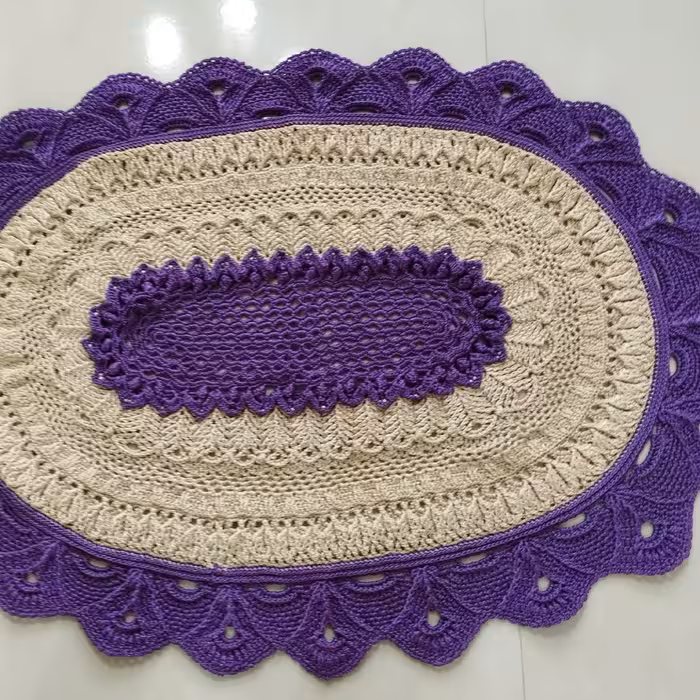 فرشینه دورنگ مکرومه زیبا