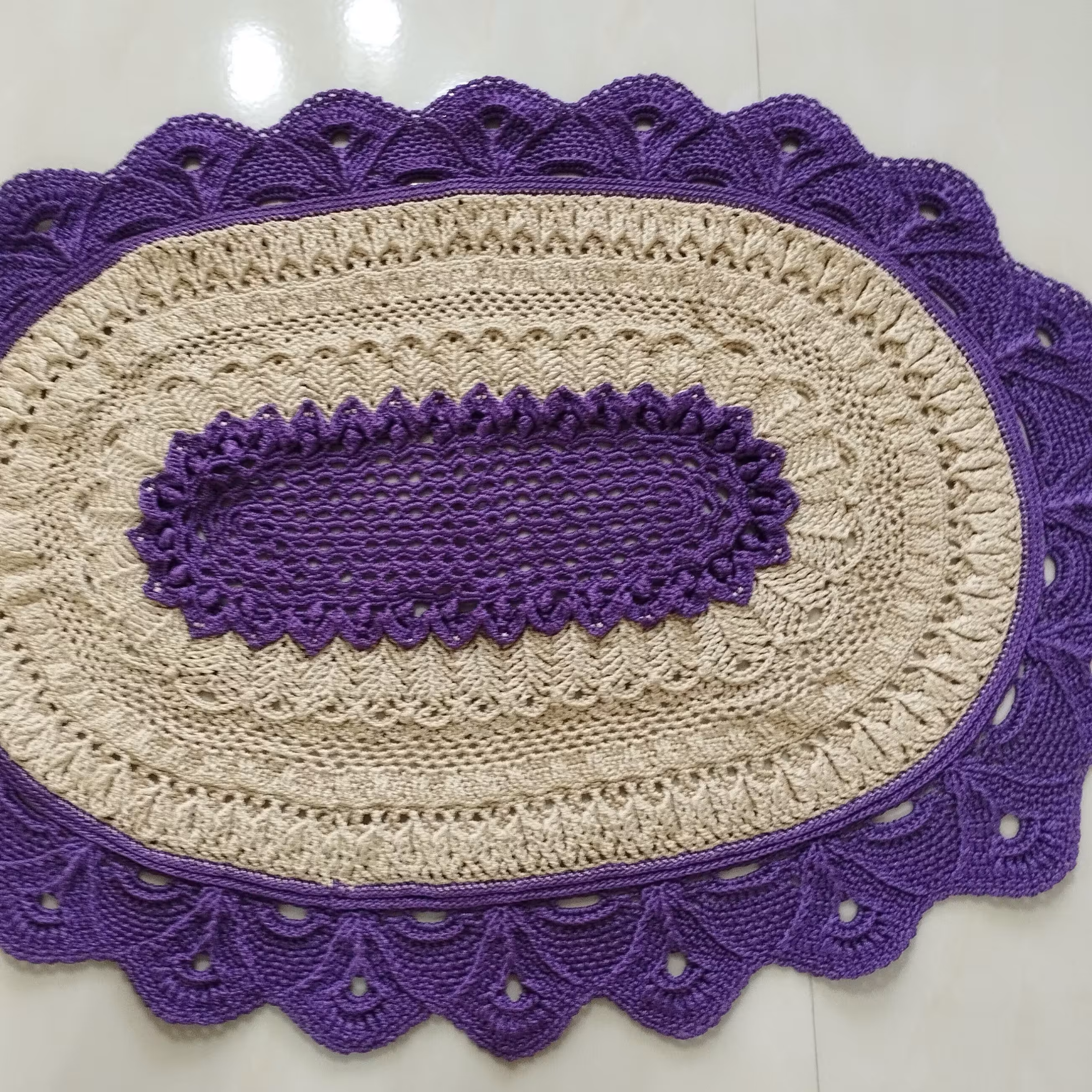 فرشینه دورنگ مکرومه زیبا