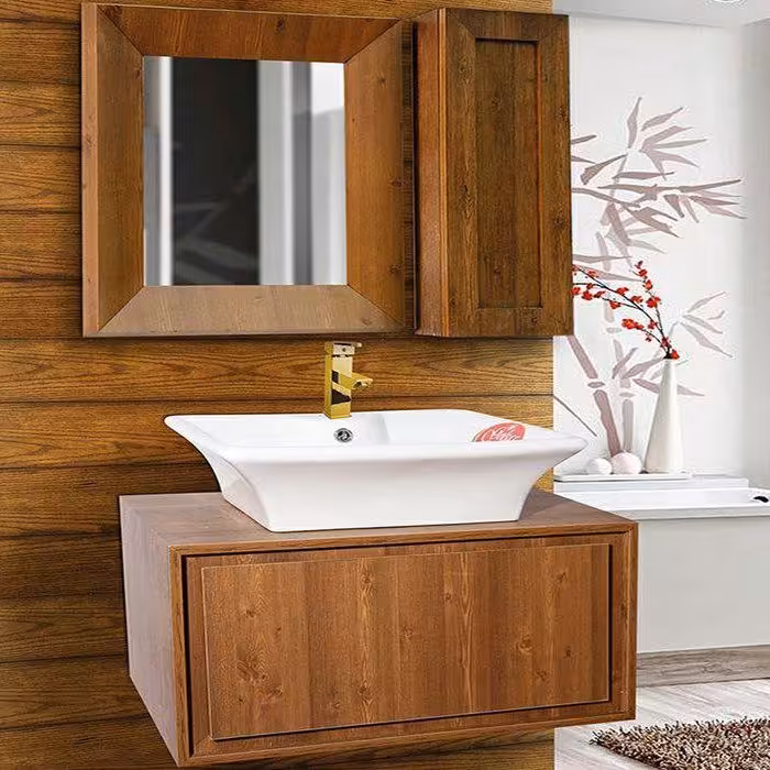 روشویی کابینتی مدل آریزا طرح چوب ورق 16 میل ضد آب به همراه آینه و باکس ارسال به سراسر ایران 