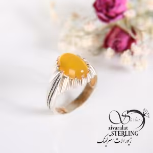 انگشتر نقره مردانه با نگین شرف الشمس کد 4196