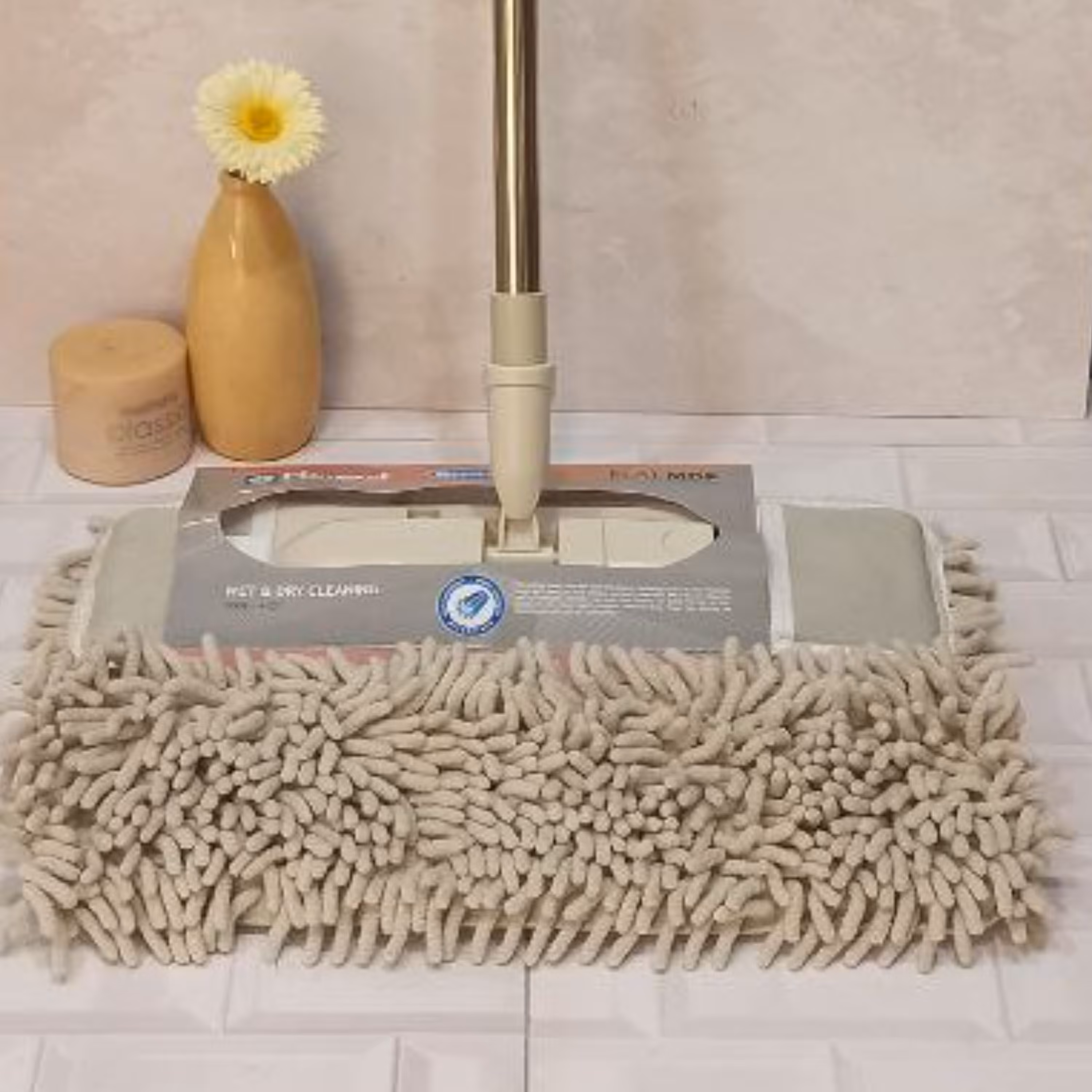 تی زمین شوی هوم کت طرح ماکارونی الیاف کتان و مایکروفایبر   چرخش 360 درجه