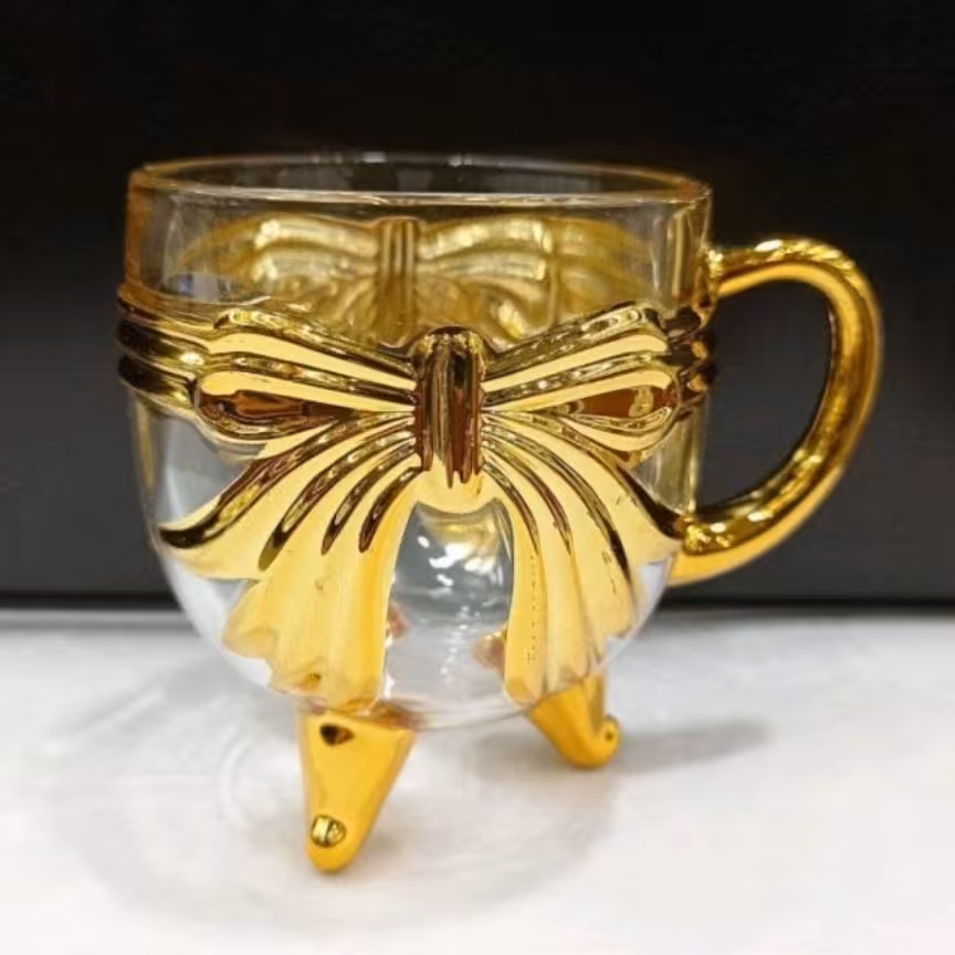 فنجون 3 پایه طلایی مدل پاپیون 