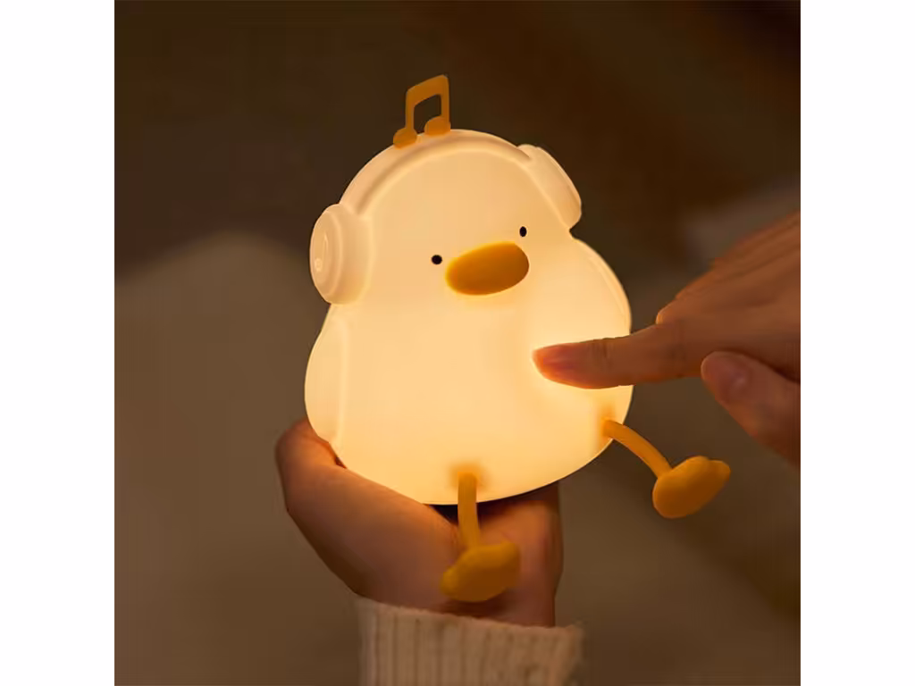 چراغ خواب سیلیکونی شارژی مدل ضربه ای طرح اردک