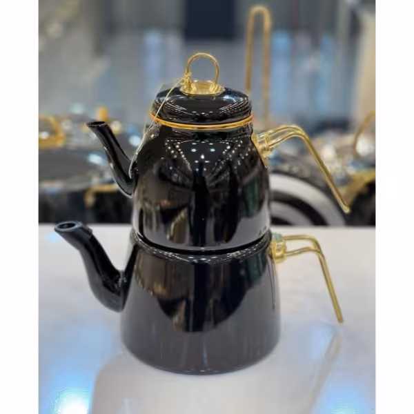 کتری و قوری لعابی پاچی مشکی