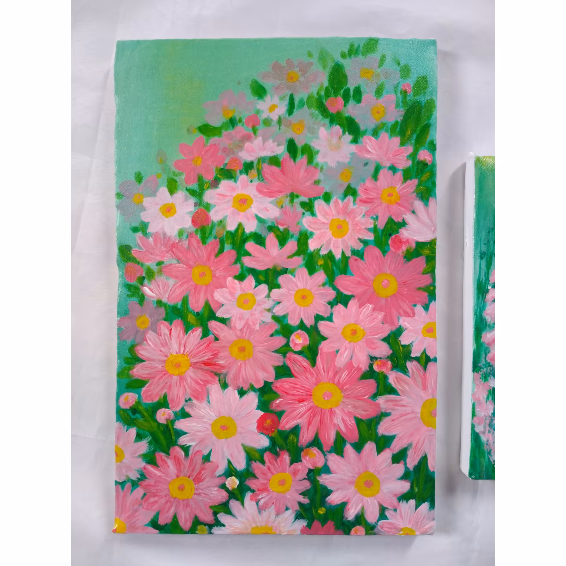 تابلو نقاشی گل صورتی