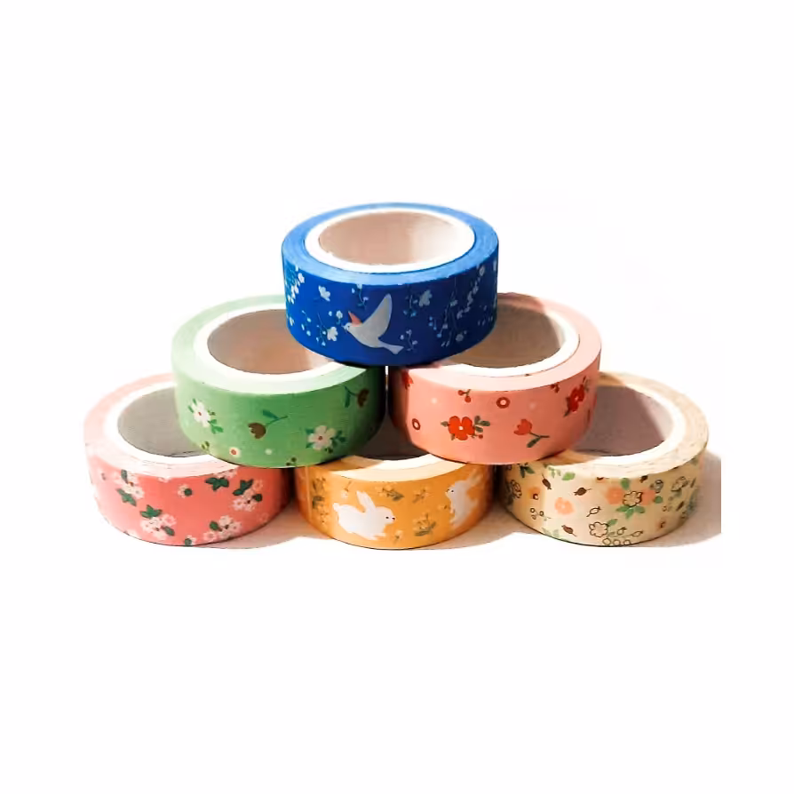 چسب کاغذی واشی طلقی طرح گل بسته 6 عددی