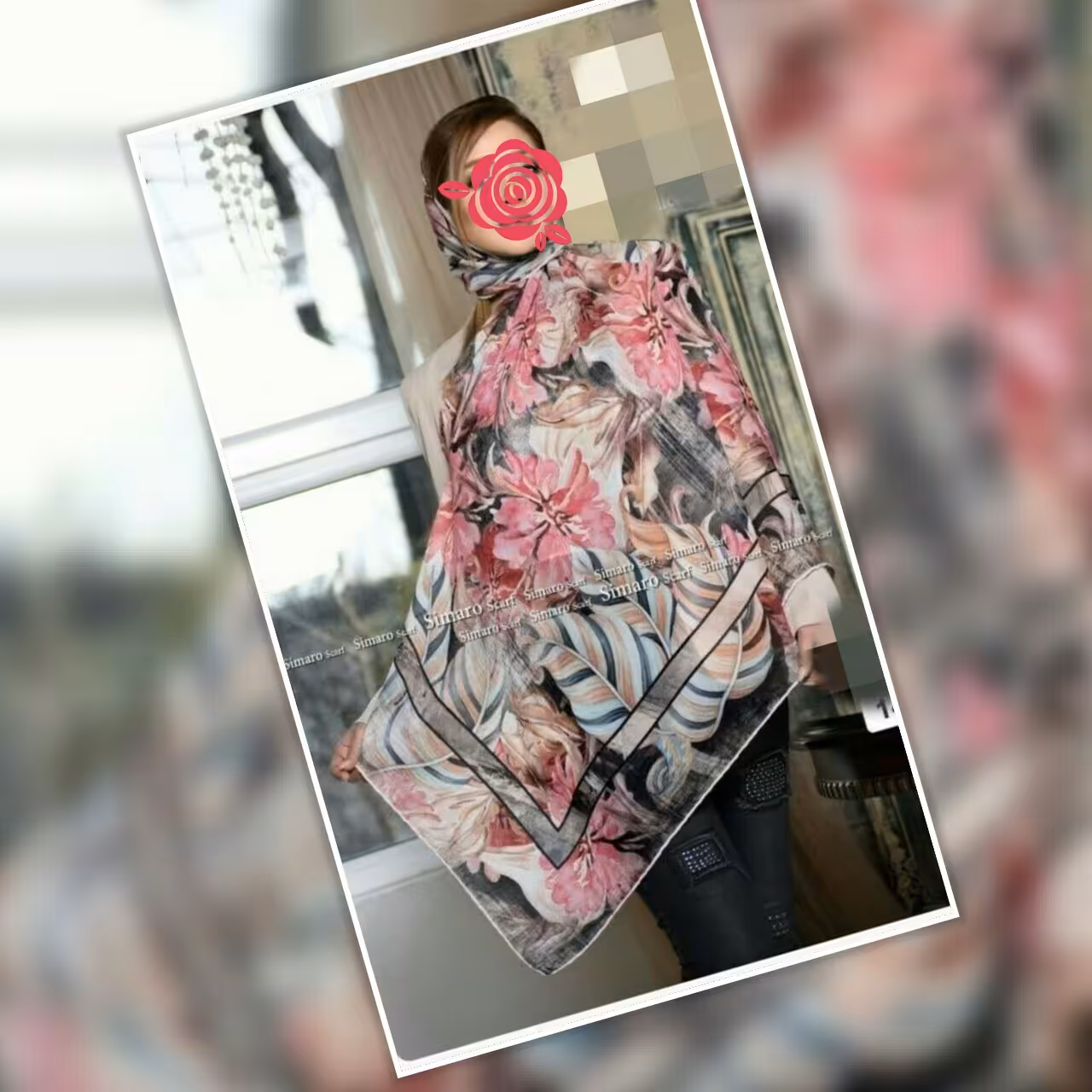 روسری حریر مجلسی  با برند معتبر 