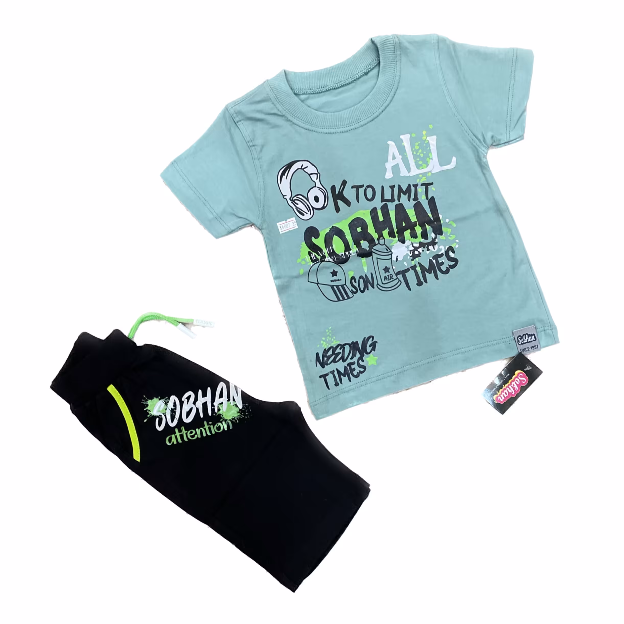 ست تیشرت شلوارک پسرانه مدل سبحان رنگ آبی