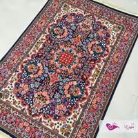 گلیم ماشینی 4 متری ( یک و نیم در دو و بیست و پنج ) طرح شکوفه سرمه ای