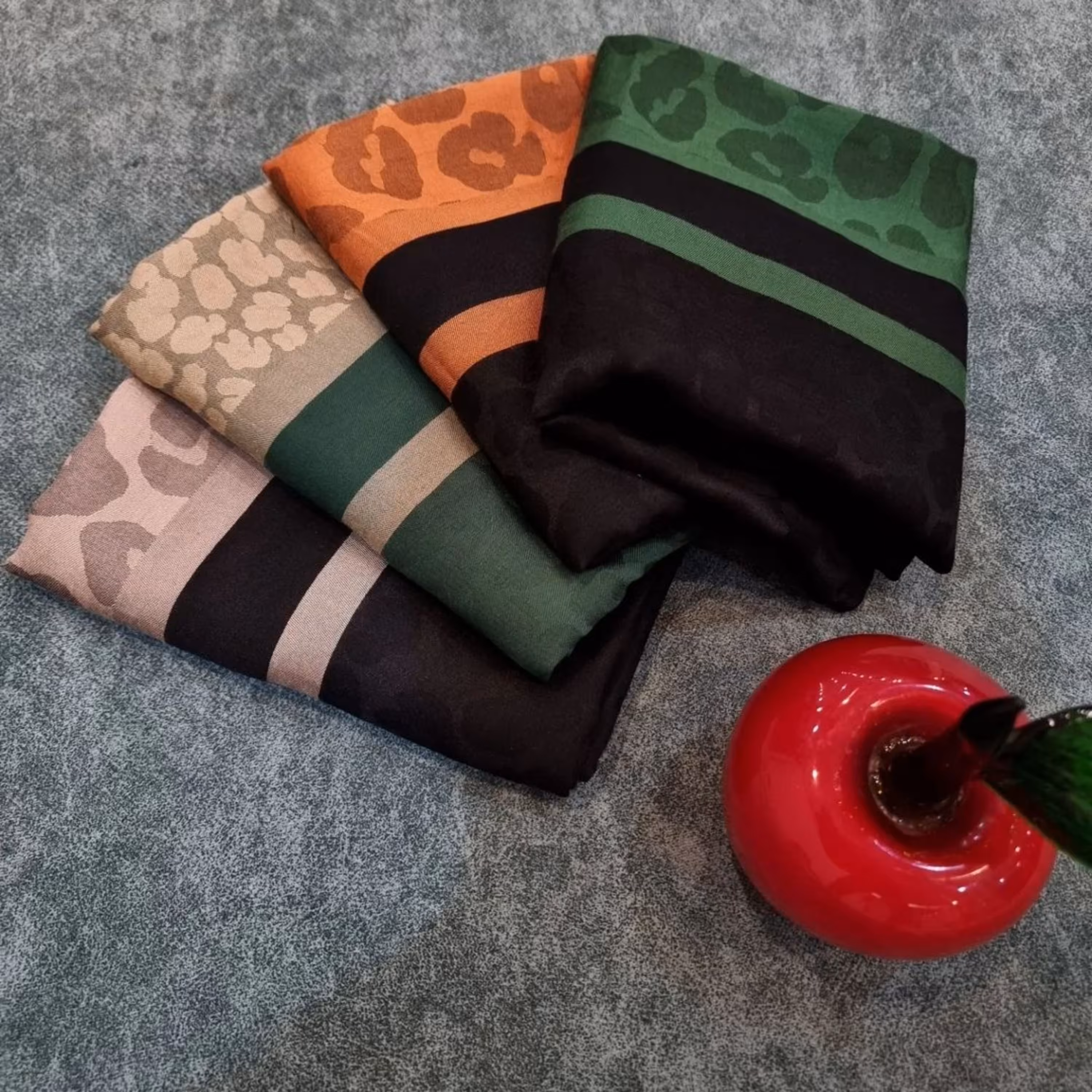 شال پلنگ ژاکارد باا کیفیت دسته ها رنگی 