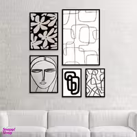 تابلو بکلیت مدل طرح نقاشی مینیمال B-1117 مجموعه 5 عددی