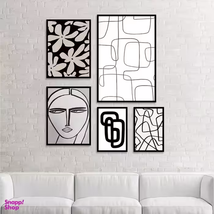 تابلو بکلیت مدل طرح نقاشی مینیمال B-1117 مجموعه 5 عددی