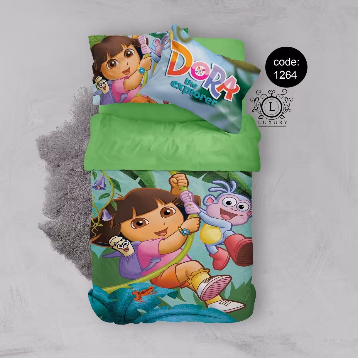 سرویس  روتختی تکنفره 4تکه چاپی قابل ست با پرده با انتخاب جنس پارچه کد1264