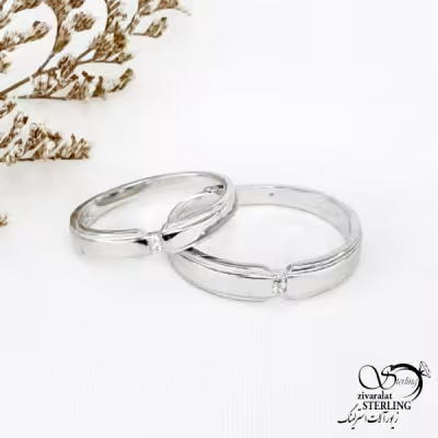 حلقه ست نقره ساده تک نگین با کد 12449