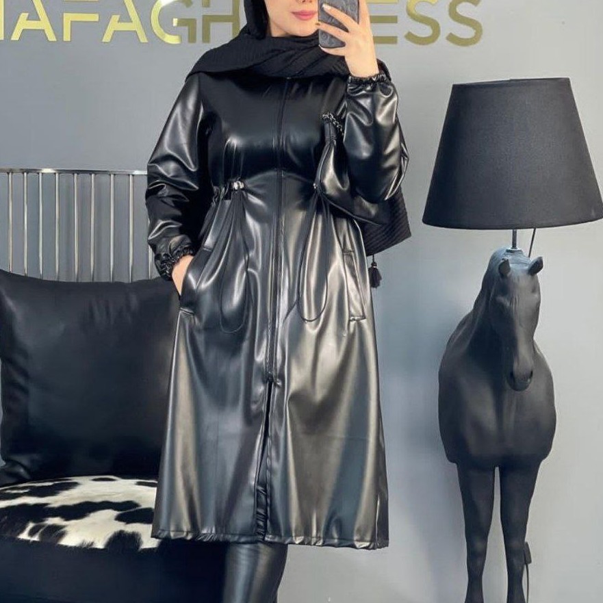 طلا بارانی چرم بلند بارنب بلند زنانه چرم مانتو چرم زنانه پاییزه چرم پالتو چرم بدون استر ارسال رایگان 