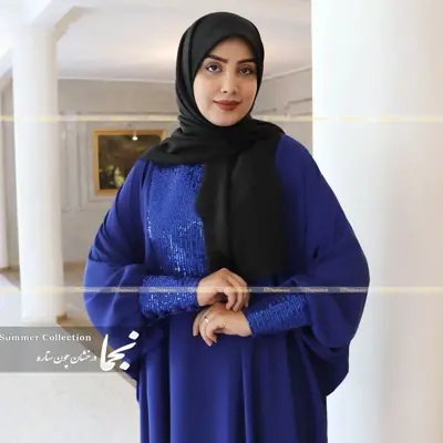 عبا کاربنی فری سایز کرپ الیزه مدل تابان