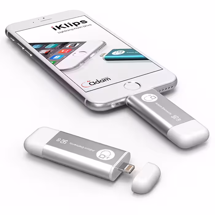 آدام المنتس فلش مموری لایتنینگ مدل iKlips با ظرفیت 16 گیگابایت نقره ای - Hiapple.ir
