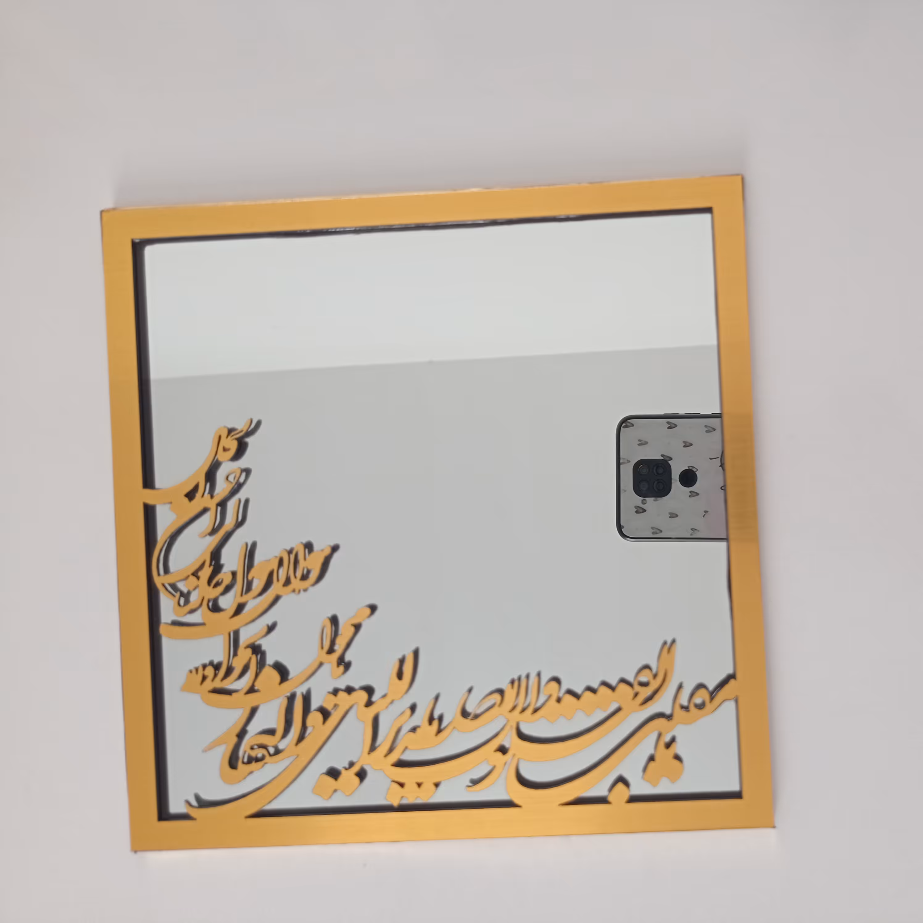 آینه هفت سین مربعی به ضلع 20سانت کار شده با مولتی استایل طللیی