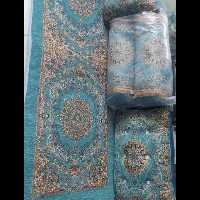 پشتی سنتی ست پنج تکه مخمل با تشک نمدی مخمل و پشتی گرد و پشتی مستطیلی دگمه دار