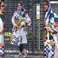 ست کیف و کفش و روسری دخترانه KATRIN طرح شطرنجی رنگی