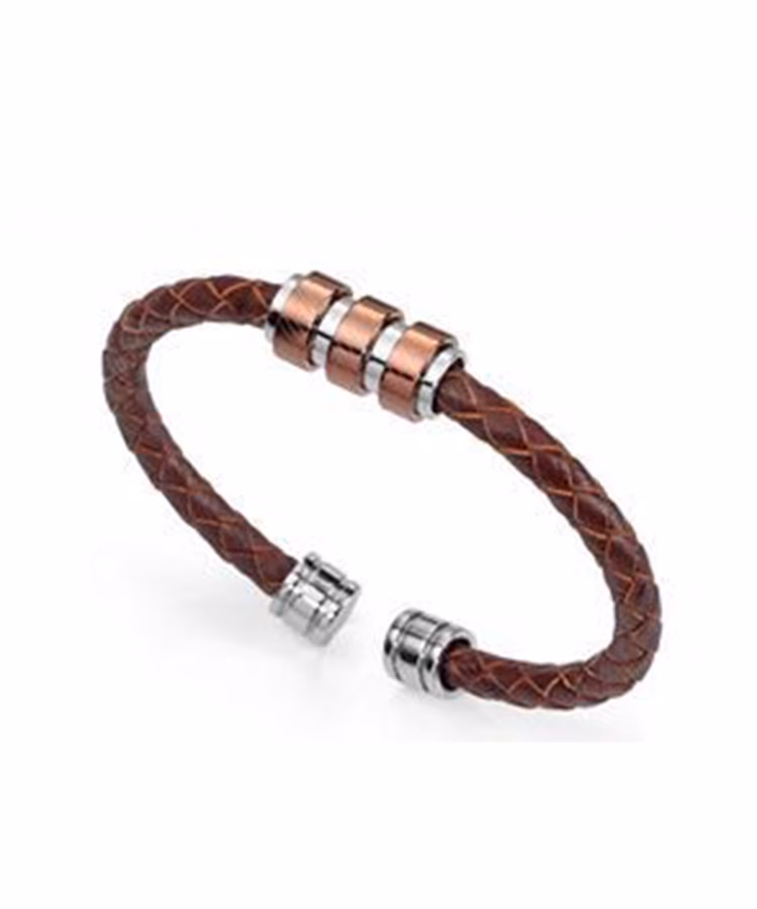 دستبند استیل و چرم مردانه و زنانه ویسروی, کد 6350P09011