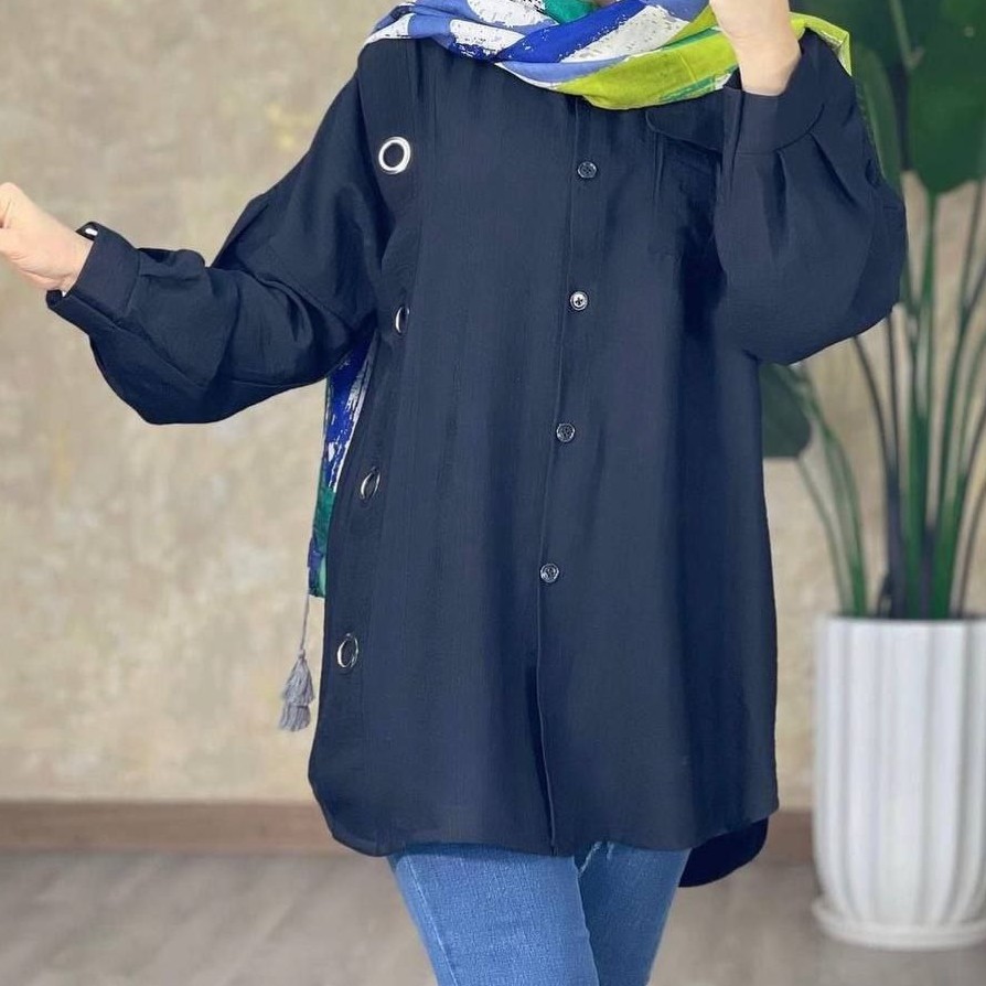 مانتوحلقه ای ویسکوز کجراه مشکی محرم 