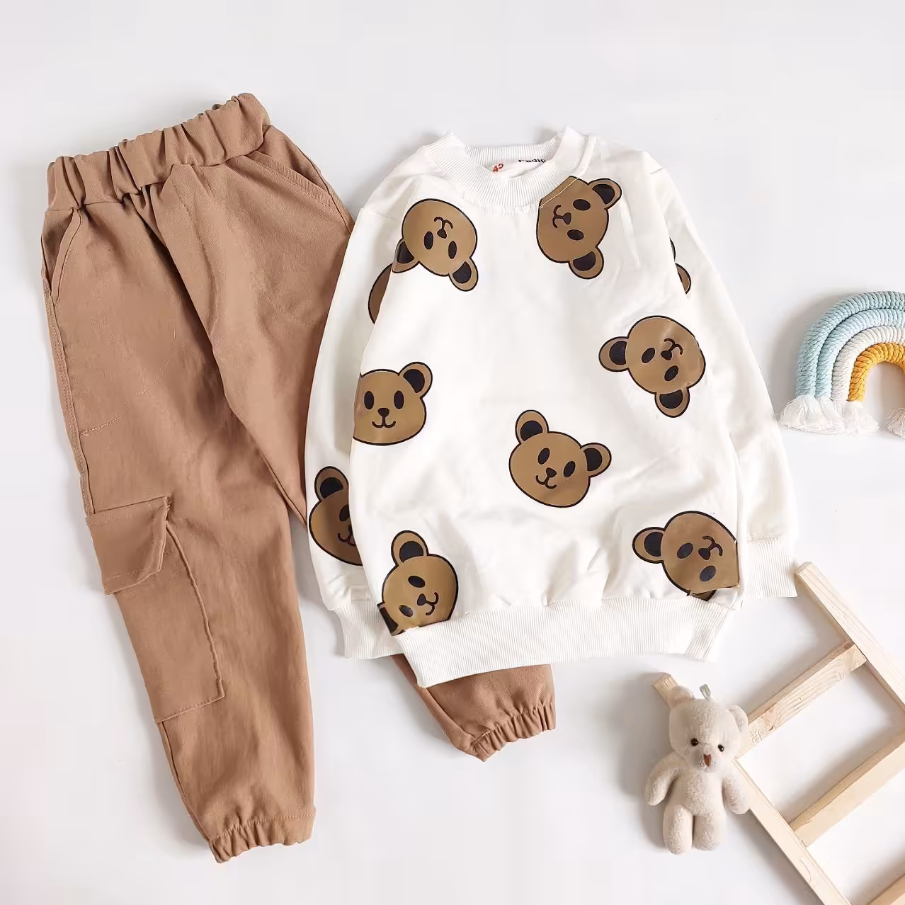 ست بیرونی پسرانه دخترانه اسپرت جنس بلوز دورس شلوار کتان بنگال مناسب 3 تا 11 سال