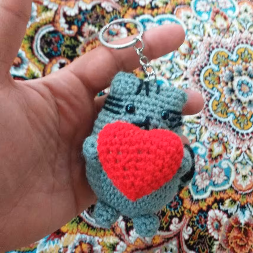 عروسک جا سوئیچی گربه قلبدار