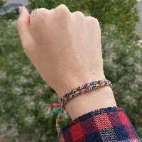 دستبند دوستی دو ردیفه طرح ویلی رنگین کمانی محصول دستساز تیم گوزن آبی 