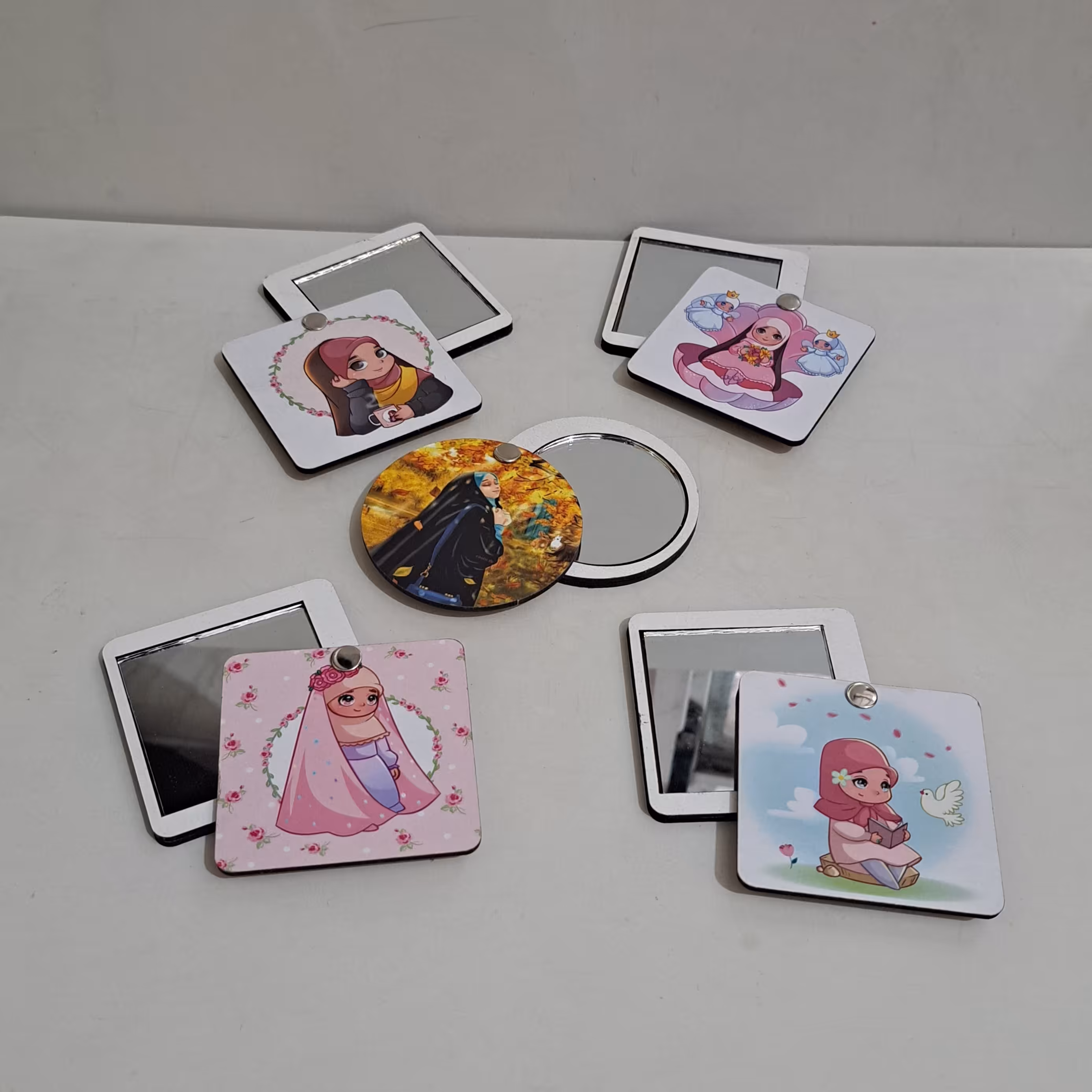 آینه چوبی چرخشی جین 12 عددی   دخترانه با طرح حجاب هدیه   بسیار زیبا مناسب هدیه تکلیف روز دانش آموز روز دختر پاساژ 