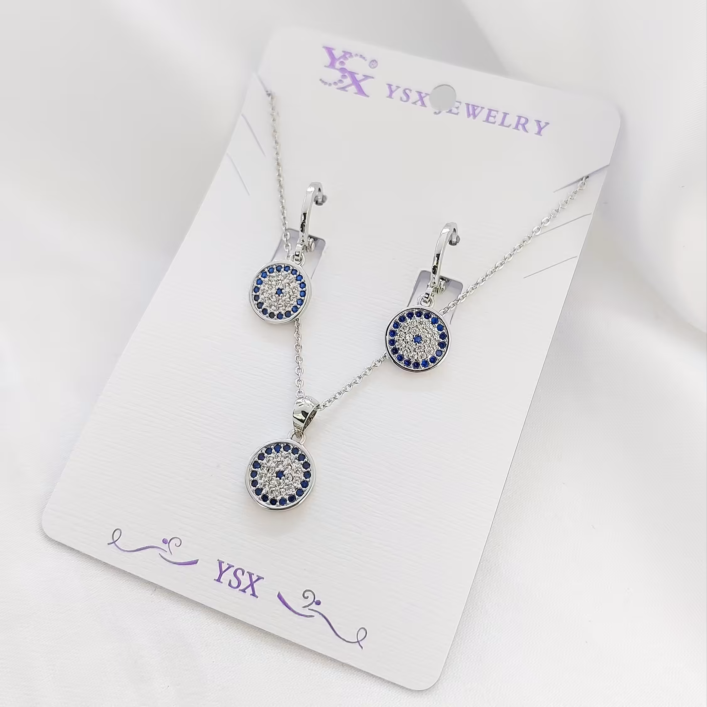 نیم ست چشم نظر نقره ای برند ysx