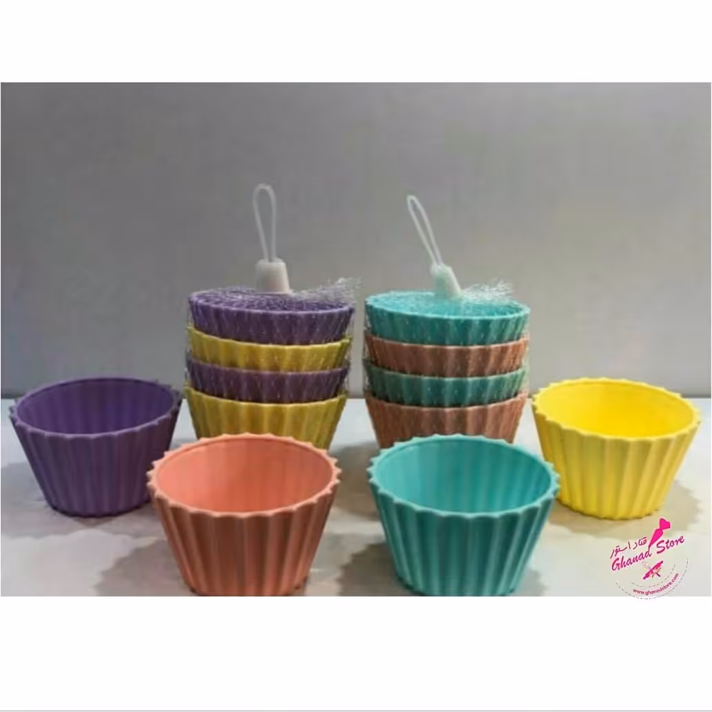 ظرف باگر کیک کوچک در بسته های 4عددی موجود در رنگهای صورتی،طوسی، سفید