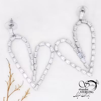 گوشواره قلب با نگین جواهری کد 12223