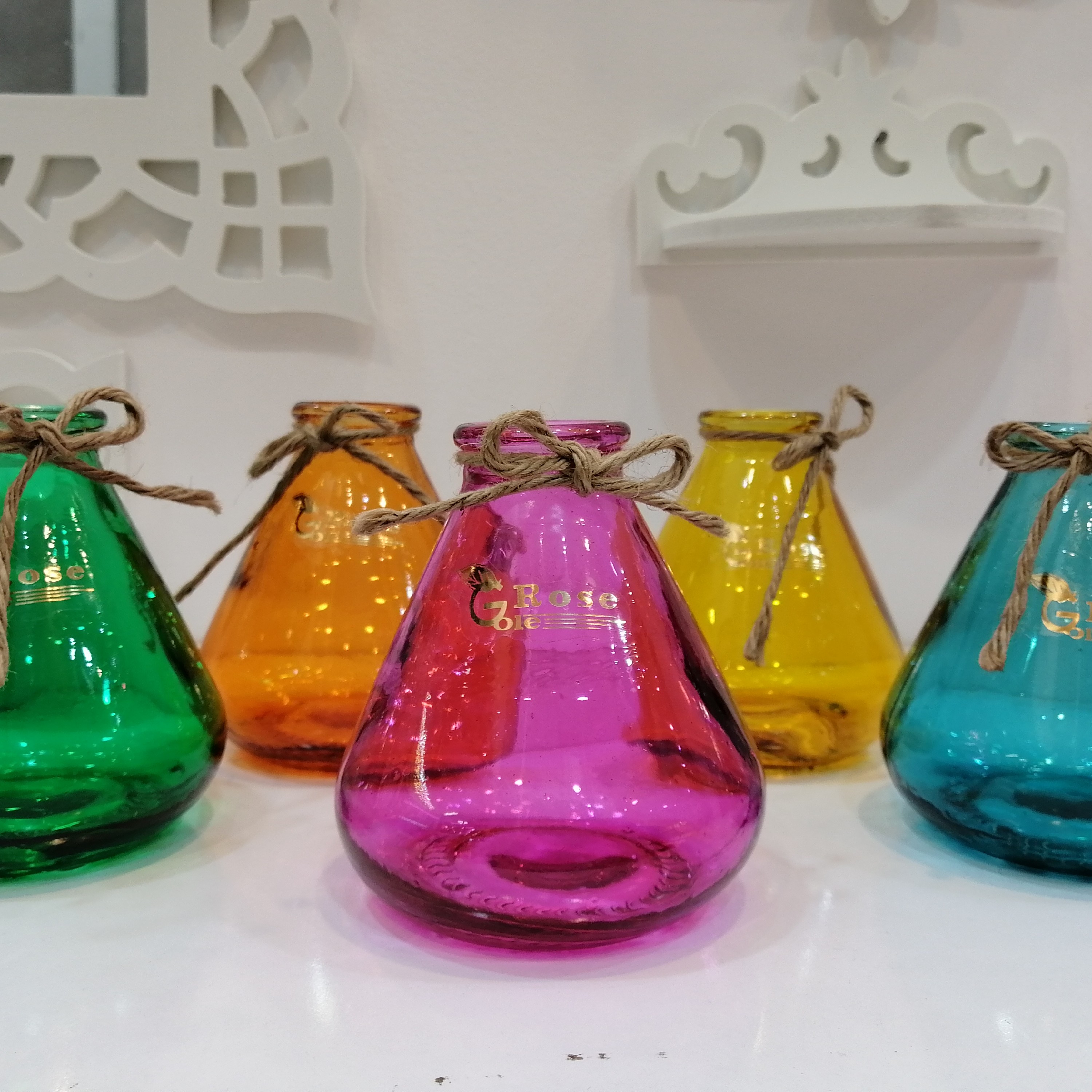 گلدان فانتزی شیشه ای رنگی