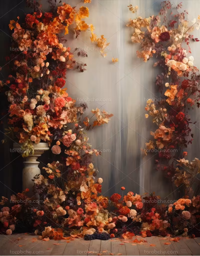 بک دراپ با گل های پاییزی | گرافیک با طعم تربچه