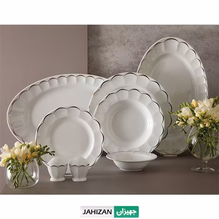 سرویس چینی زرین 29پارچه نارسیس پلاتینی سری نئوکلاسیک (عالی)