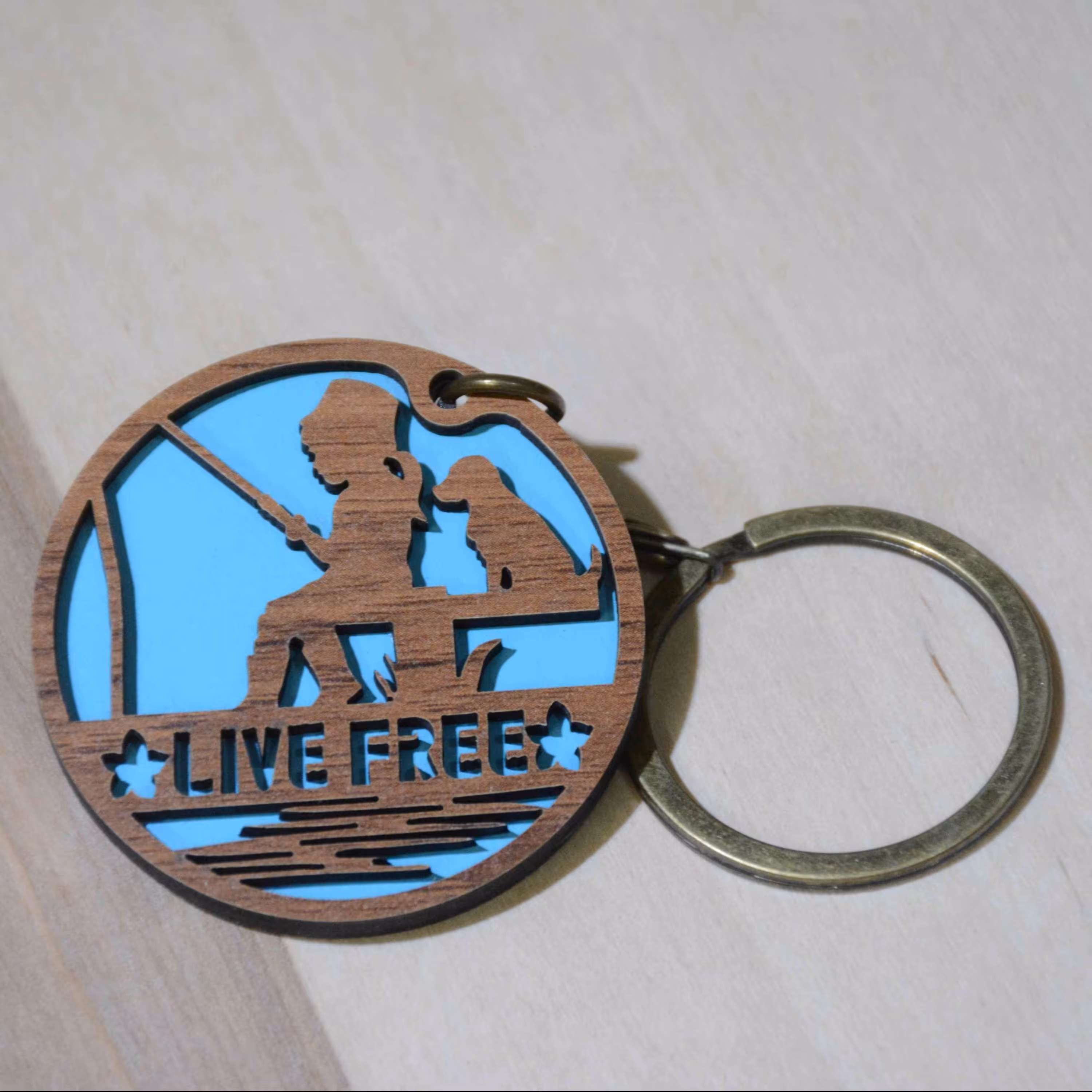 جاکلیدی چوبی دولایه رابو طرح طبیعت کد 03