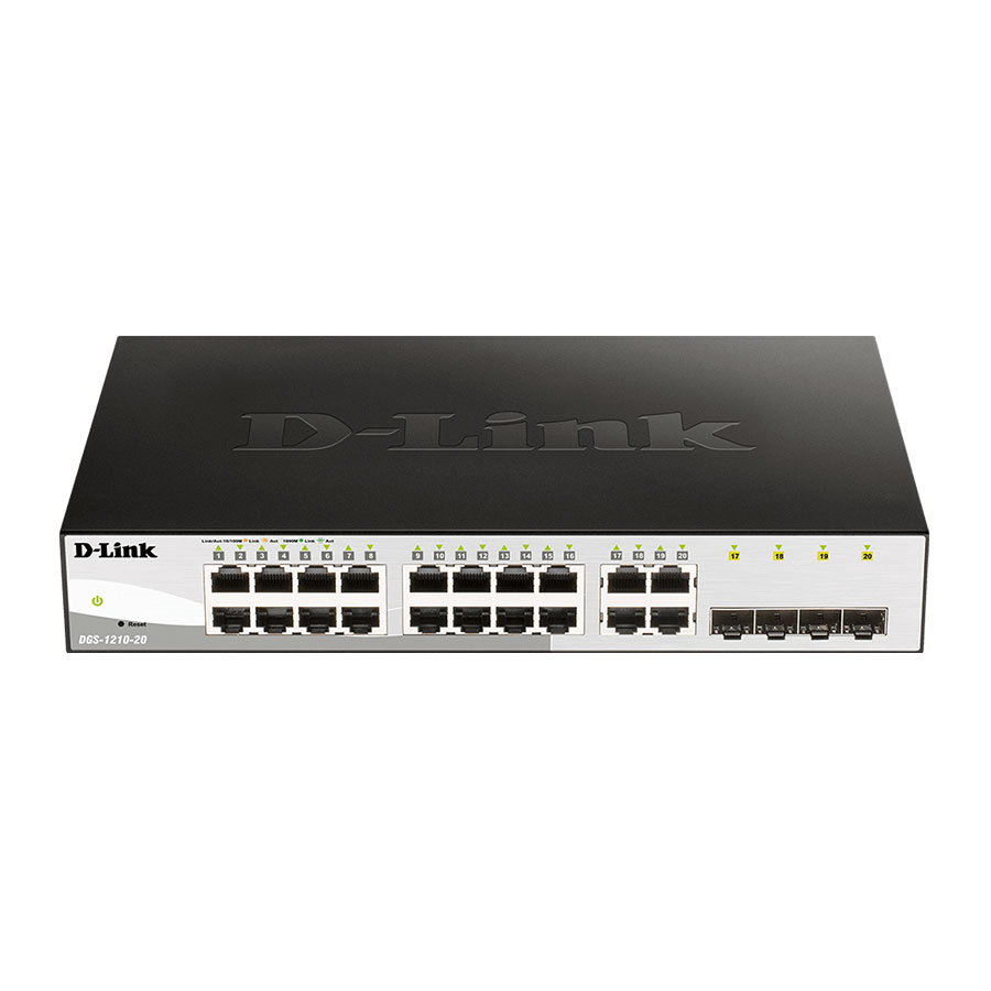 قیمت و خرید سوییچ 20 پورت گیگابیت و دسکتاپ دی لینک مدل DGS-1210-20 | یاس ارتباط
