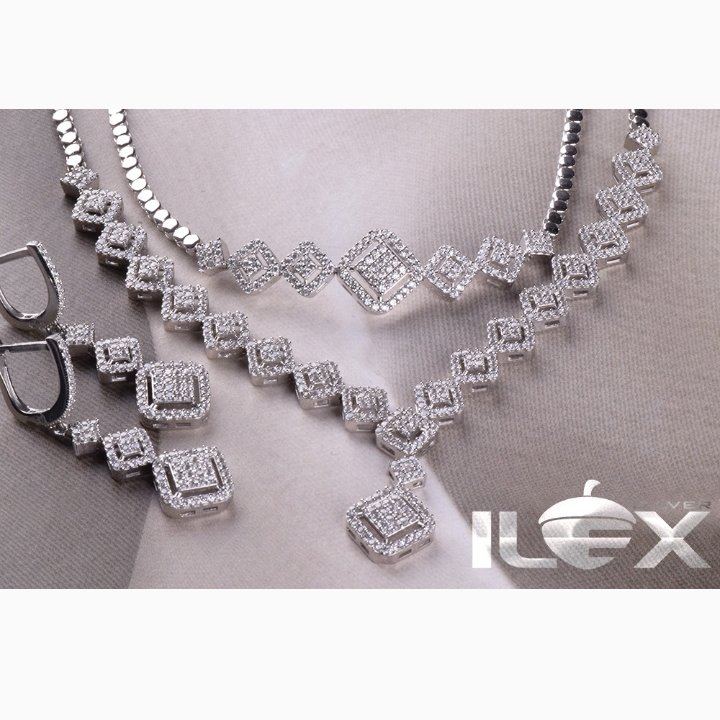 سرویس نقره 925اصل طرح جواهر روکش طلاسفید