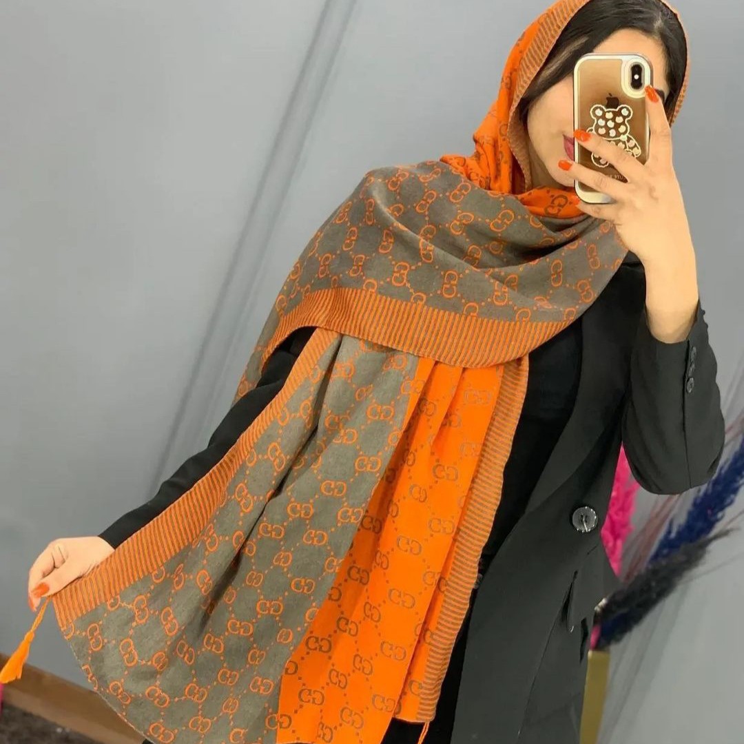 شال نخ پنبه نارنجی