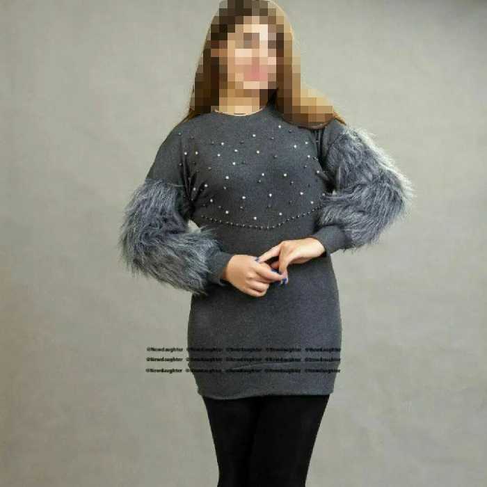 تونیک آستین خز سینه مروارید