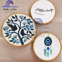 بشقاب سفالی دیوارکوب مجموعه 3 عددی ابعاد کار 25،20،15 