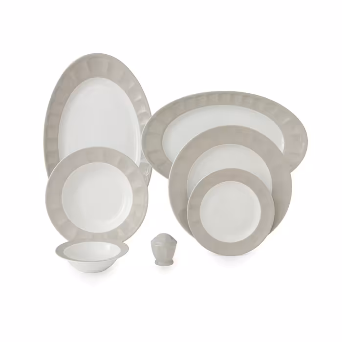 سرویس چینی زرین 6 نفره غذاخوری پاستل طوسی (29 پارچه)