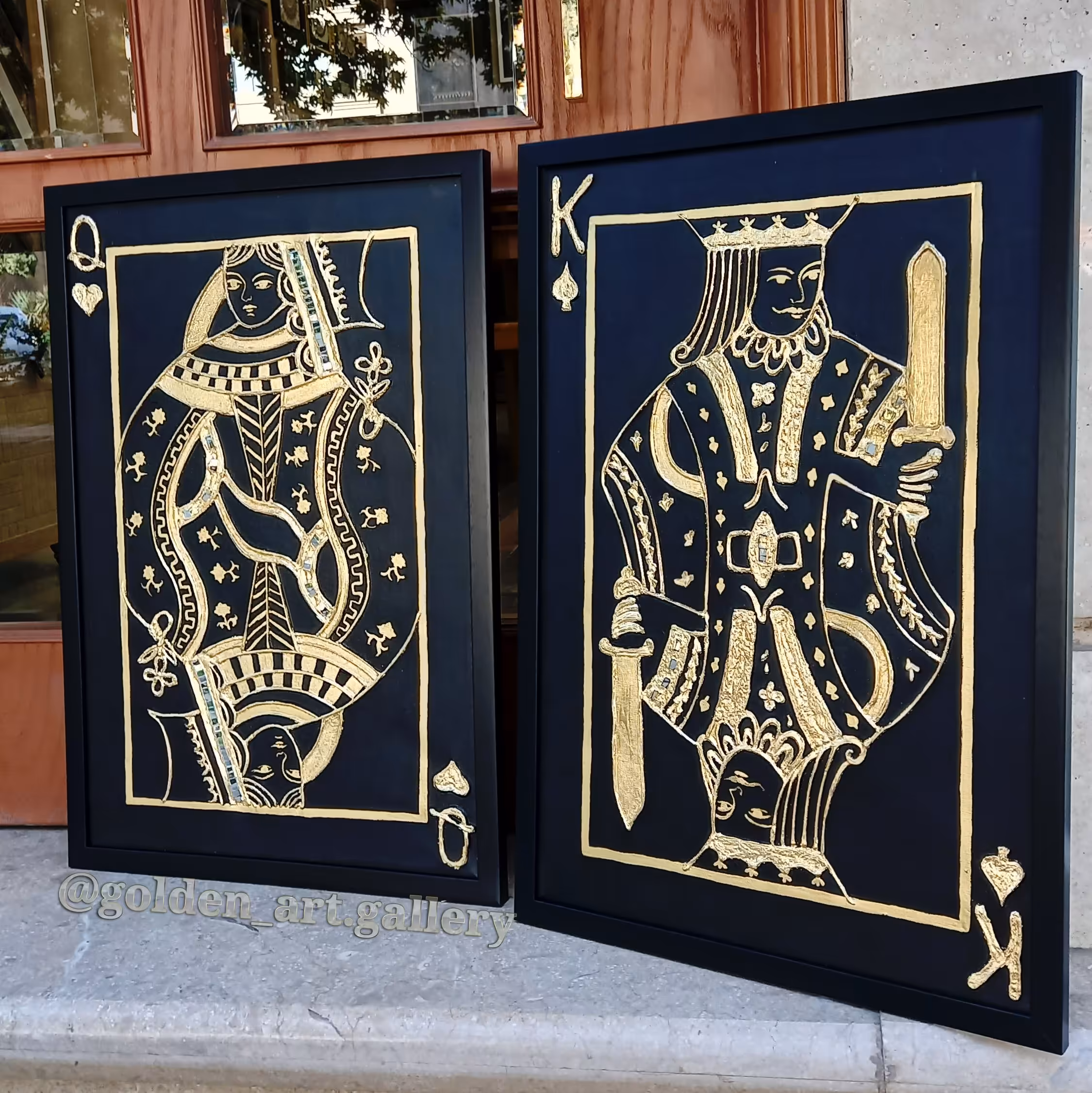 تابلو نقاشی برجسته طلایی شاه و بی بی